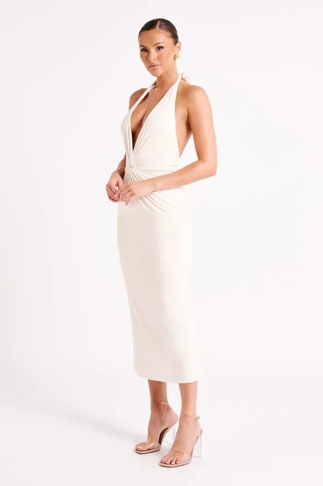 Meshki Midi Dresses Osana Recycled Nylon Halter Midi Dress 8211 Sand Sand 8211 Women