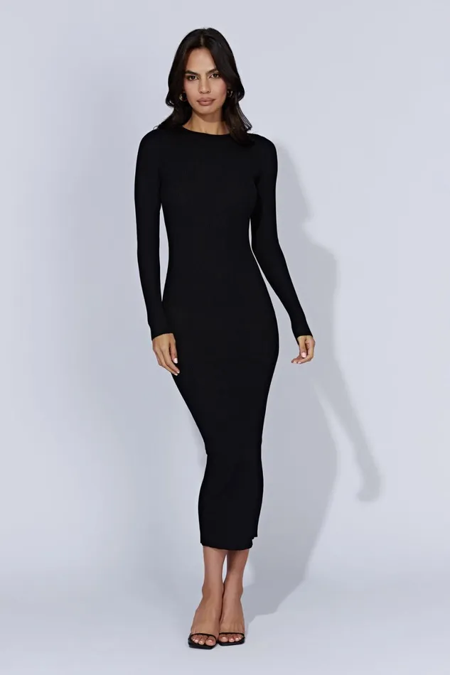 Meshki Midi Dresses Rowen Long Sleeve Midi Dress 8211 Black Black 8211 Women