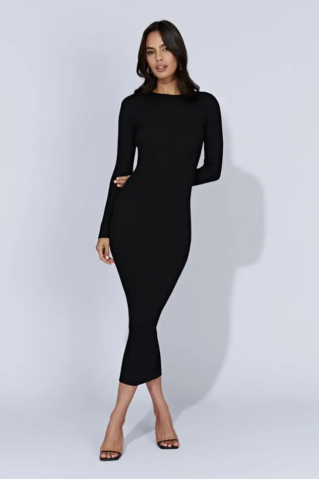 Meshki Midi Dresses Rowen Long Sleeve Midi Dress 8211 Black Black 8211 Women