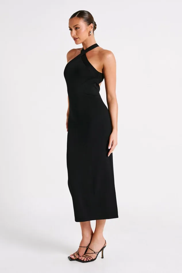 Meshki Midi Dresses Sarai Halter Neck Knit Midi Dress 8211 Black Black 8211 Women