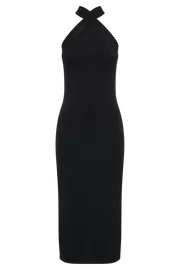 Meshki Midi Dresses Sarai Halter Neck Knit Midi Dress 8211 Black Black 8211 Women