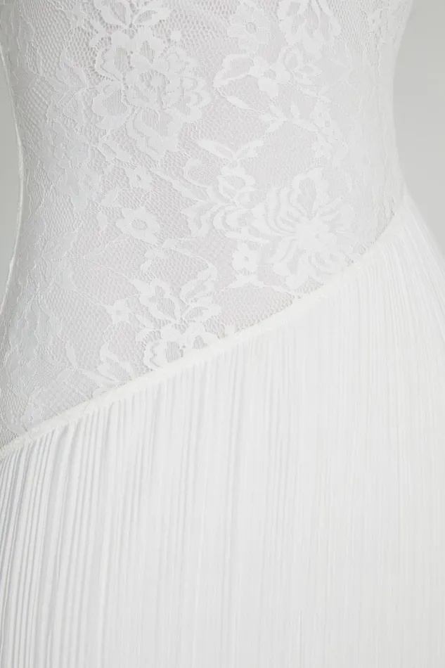 Meshki Midi Dresses Skye Lace Plisse Strapless Midi Dress 8211 White White 8211 Women