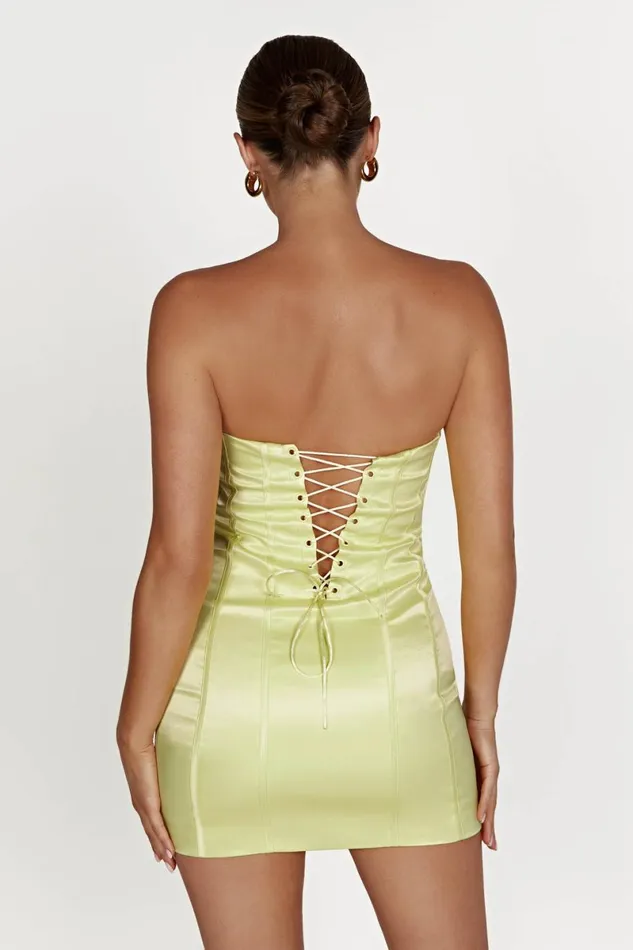 Meshki Mini Dresses Amaya Lace Up Corset Mini Dress 8211 Lemon Lemon 8211 Women Meshki Mini Dresses Amaya Lace Up Corset Mini Dress 8211 Lemon Lemon 8211 Women