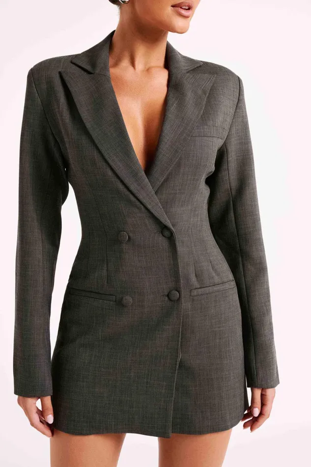 Meshki Mini Dresses Callahan Textured Blazer Dress 8211 Charcoal Charcoal 8211 Women