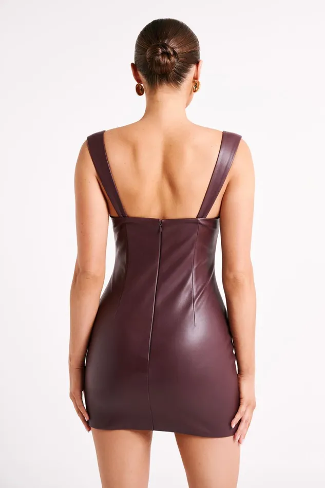 Meshki Mini Dresses Cara Faux Leather Mini Dress 8211 Dark Chocolate Dark Chocolate 8211 Women