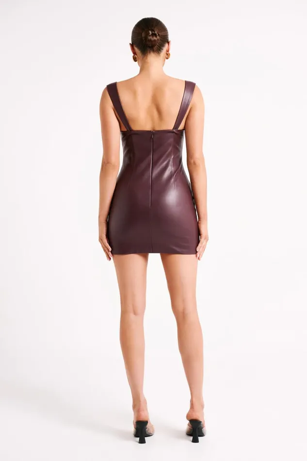 Meshki Mini Dresses Cara Faux Leather Mini Dress 8211 Dark Chocolate Dark Chocolate 8211 Women