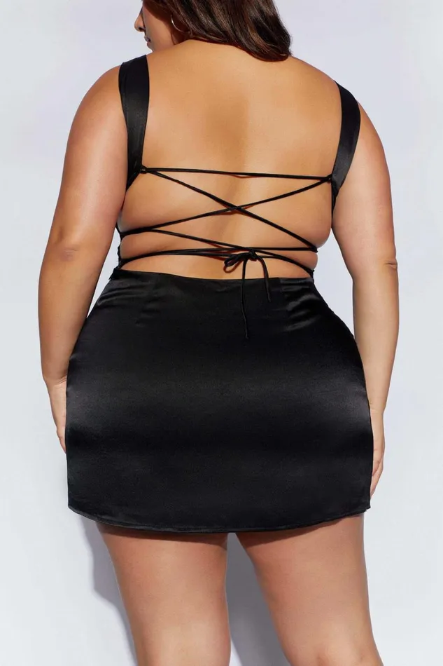 Meshki Mini Dresses Carina Tie Back Mini Slip Dress 8211 Black Black 8211 Women