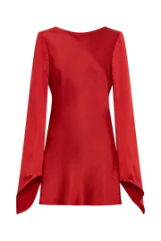 Meshki Mini Dresses Davina Satin Long Sleeve Mini Dress 8211 Red Red 8211 Women