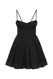 Meshki Mini Dresses Dorinda Pleated Linen Mini Dress 8211 Black Black 8211 Women Meshki Mini Dresses Dorinda Pleated Linen Mini Dress 8211 Black Black 8211 Women