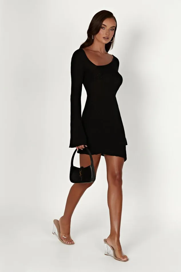 Meshki Mini Dresses Ember Dry Handle Knit Mini Dress 8211 Black Black 8211 Women