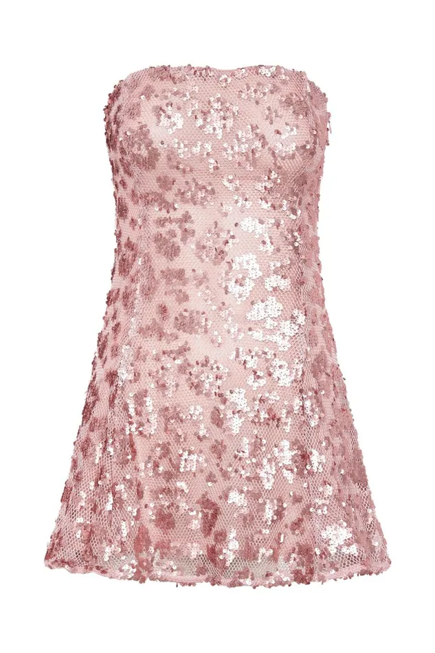 Meshki Mini Dresses Everleigh Strapless Sequin Mini Dress 8211 Blush Pink Blushpink 8211 Women