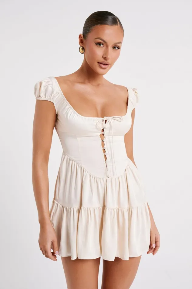 Meshki Mini Dresses Havanna Satin Mini Dress 8211 Sand Sand 8211 Women