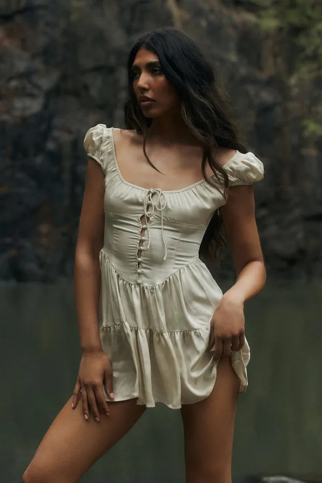 Meshki Mini Dresses Havanna Satin Mini Dress 8211 Sand Sand 8211 Women