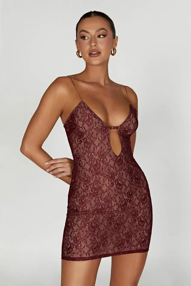 Meshki Mini Dresses Juliet Lace Mini Dress 8211 Wine Wine 8211 Women