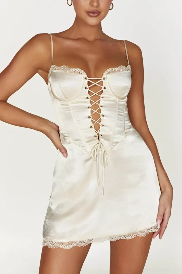 Meshki Mini Dresses Kalila Corset Mini Dress 8211 Ivory Ivory 8211 Women
