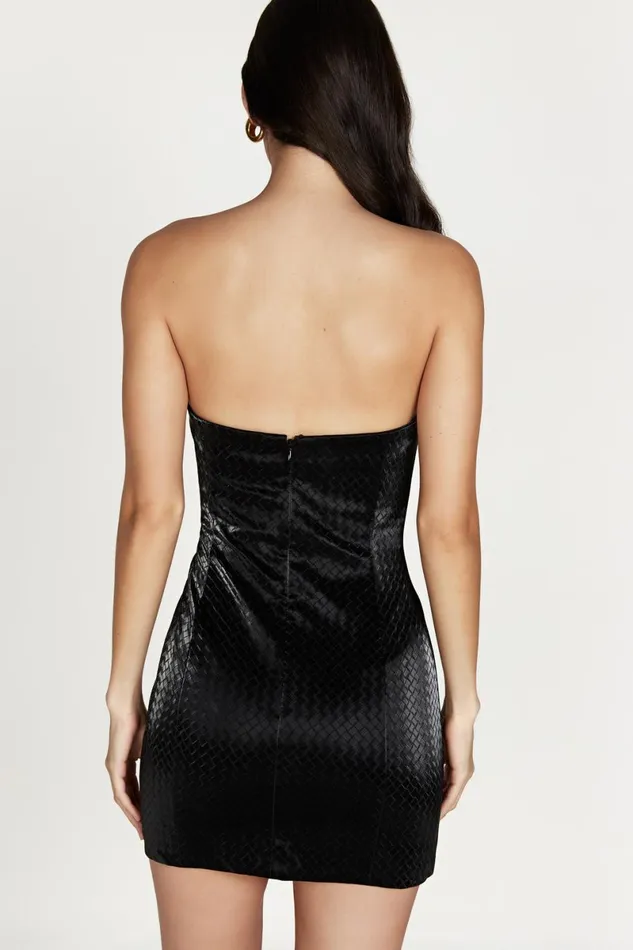 Meshki Mini Dresses Lizzie Crosshatch Faux Leather Mini Dress 8211 Black Black 8211 Women Meshki Mini Dresses Lizzie Crosshatch Faux Leather Mini Dress 8211 Black Black 8211 Women