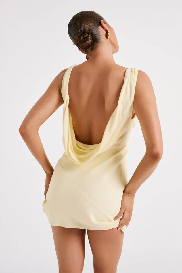 Meshki Mini Dresses Nadia Satin Mini Dress With Cowl Back 8211 Yellow Yellow 8211 Women