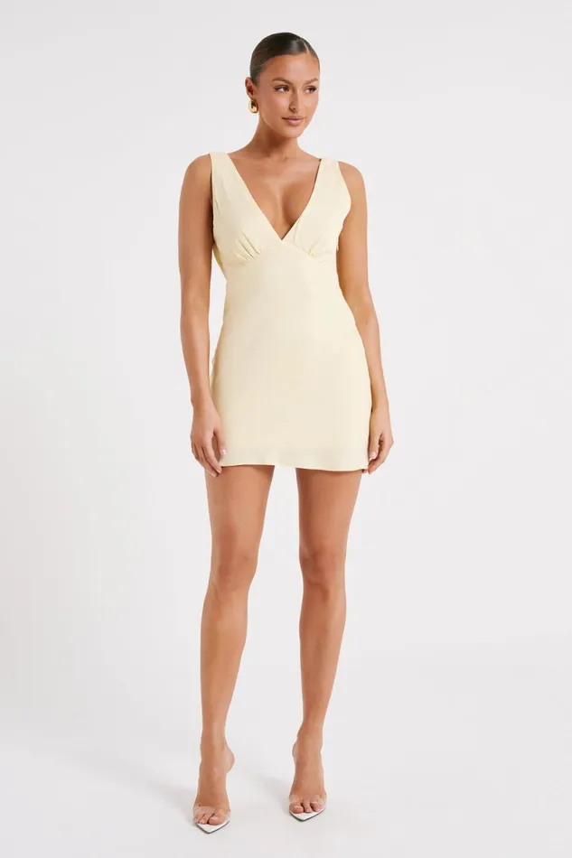 Meshki Mini Dresses Nadia Satin Mini Dress With Cowl Back 8211 Yellow Yellow 8211 Women
