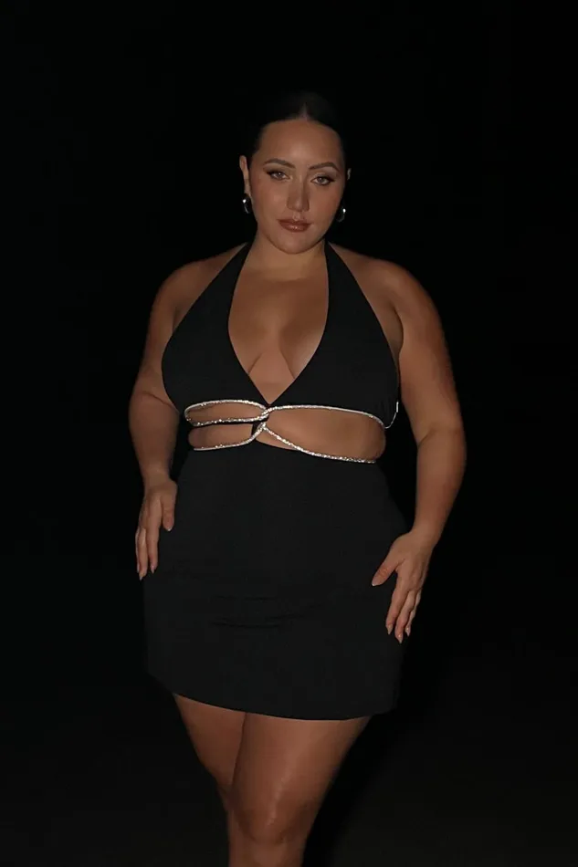 Meshki Mini Dresses Nicha Halter Mini Dress With Cut Outs 8211 Black Black 8211 Women