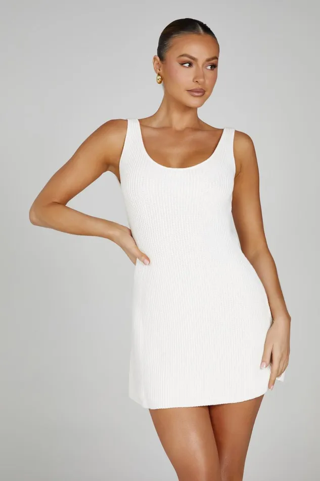Meshki Mini Dresses Pauline Open Back Knit Mini Dress 8211 White White 8211 Women