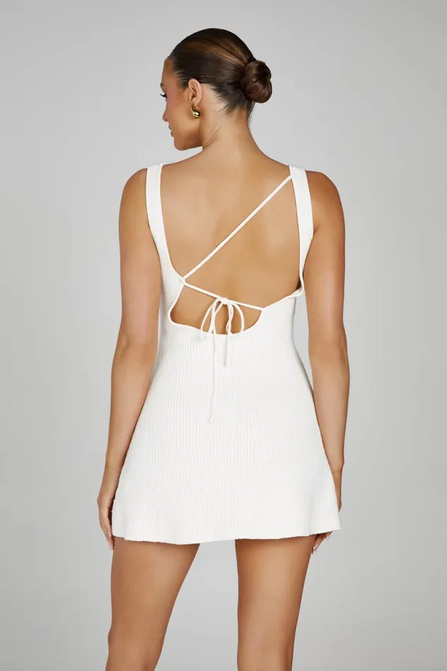 Meshki Mini Dresses Pauline Open Back Knit Mini Dress 8211 White White 8211 Women