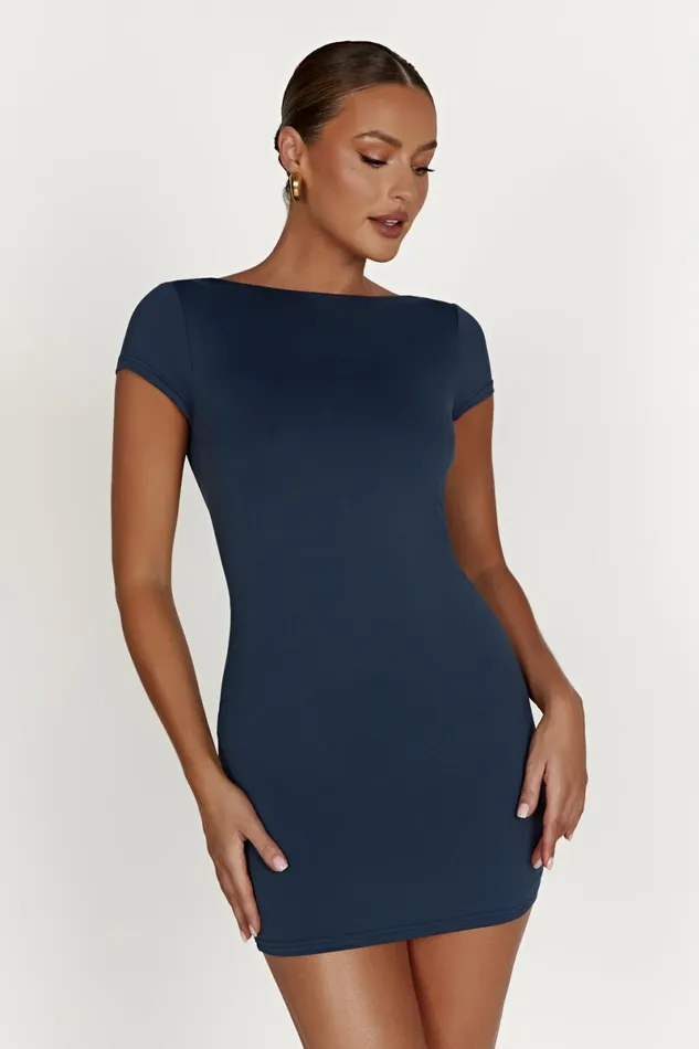 Meshki Mini Dresses Reyna Recycled Nylon Backless Mini Dress 8211 Midnight Navy Midnightnavy 8211 Women Meshki Mini Dresses Reyna Recycled Nylon Backless Mini Dress 8211 Midnight Navy Midnightnavy 8211 Women