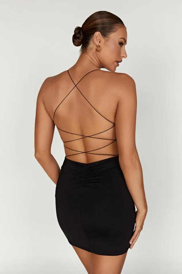 Meshki Mini Dresses Sabine Recycled Nylon Mini Backless Dress 8211 Black Black 8211 Women Meshki Mini Dresses Sabine Recycled Nylon Mini Backless Dress 8211 Black Black 8211 Women