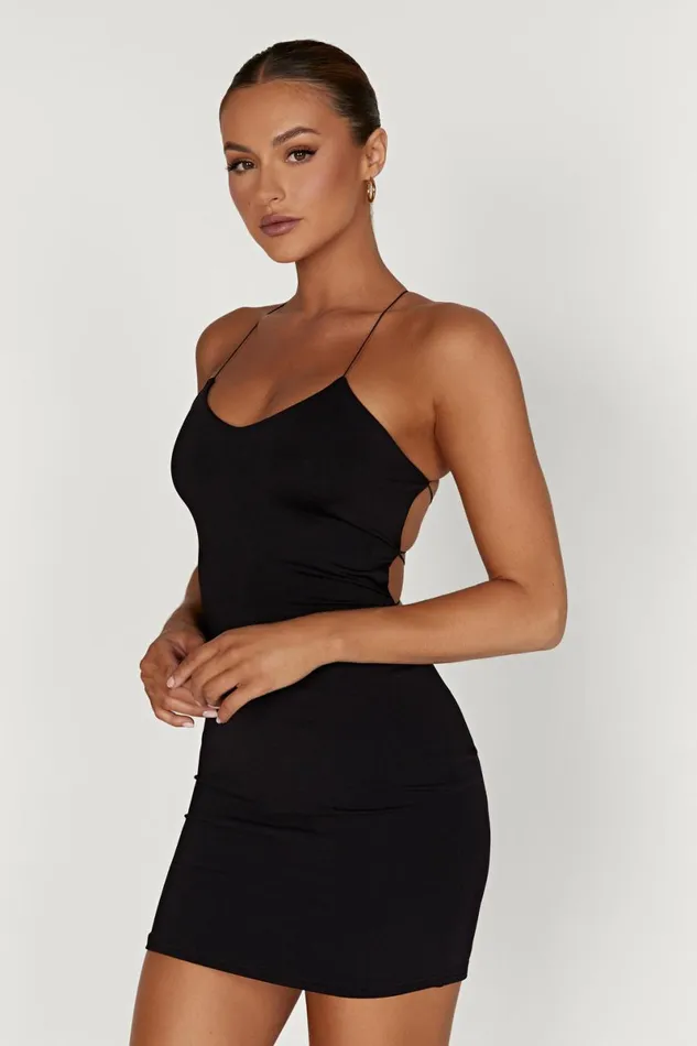 Meshki Mini Dresses Sabine Recycled Nylon Mini Backless Dress 8211 Black Black 8211 Women