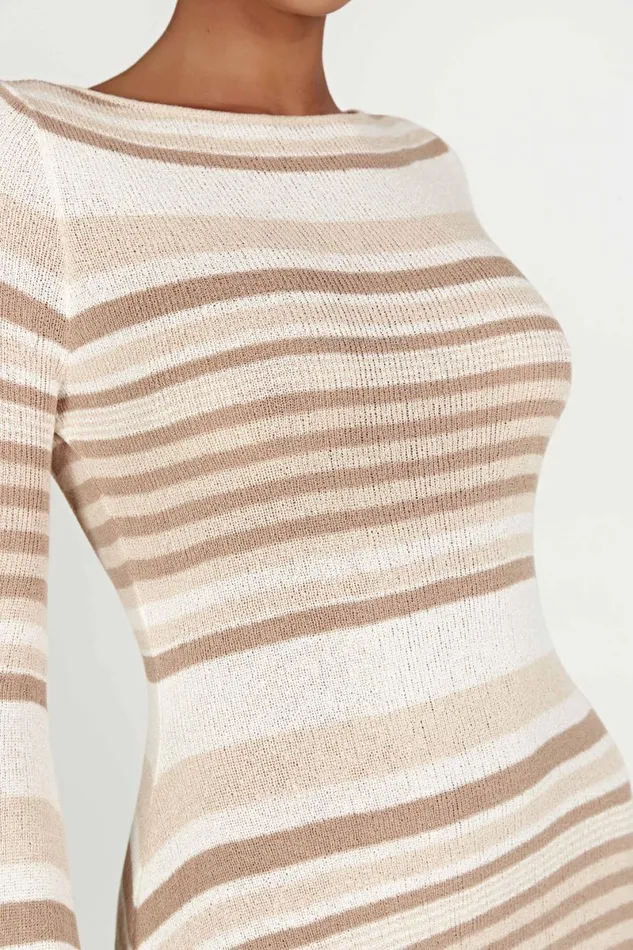 Meshki Mini Dresses Zahra Long Sleeve Open Back Mini Knit Dress 8211 Cream Cream 8211 Women Meshki Mini Dresses Zahra Long Sleeve Open Back Mini Knit Dress 8211 Cream Cream 8211 Women