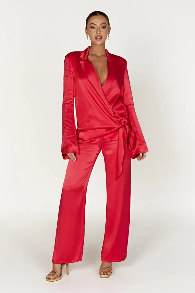 Meshki Pants Aspyn Satin Pants 8211 Red Red 8211 Women
