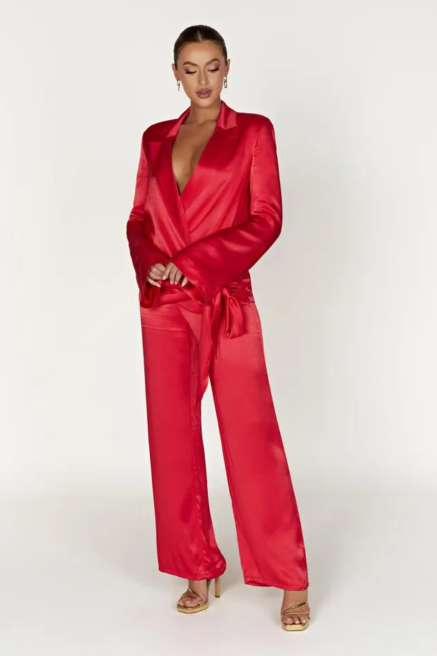Meshki Pants Aspyn Satin Pants 8211 Red Red 8211 Women