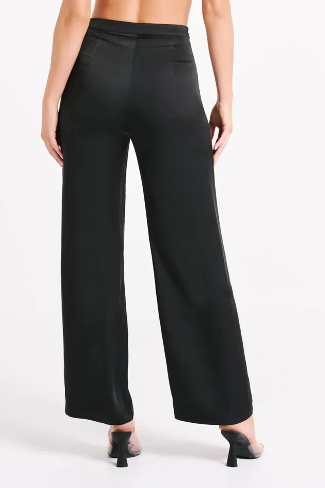 Meshki Pants Elisa Satin Straight Leg Pant 8211 Black Black 8211 Women