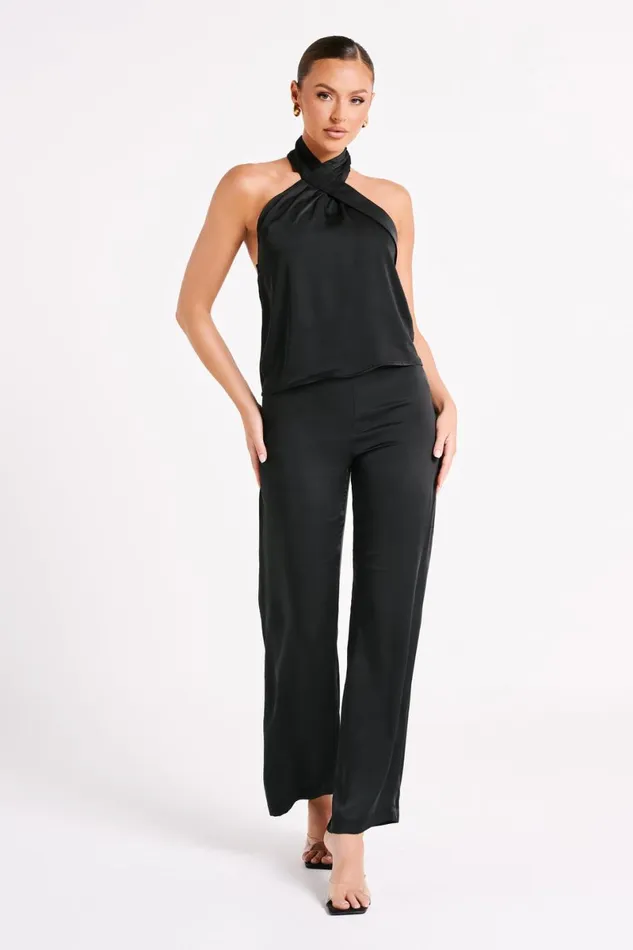Meshki Pants Elisa Satin Straight Leg Pant 8211 Black Black 8211 Women