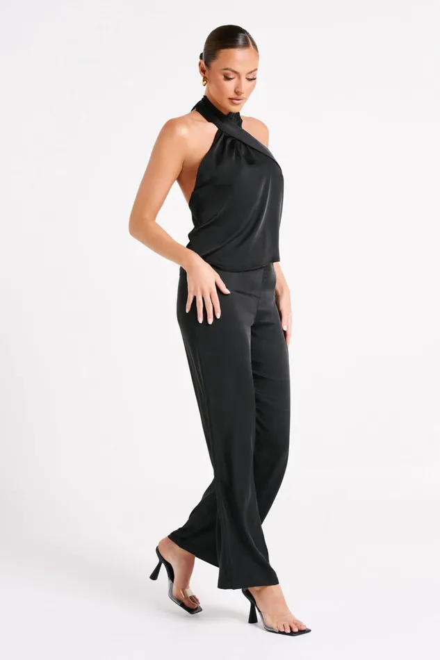 Meshki Pants Elisa Satin Straight Leg Pant 8211 Black Black 8211 Women