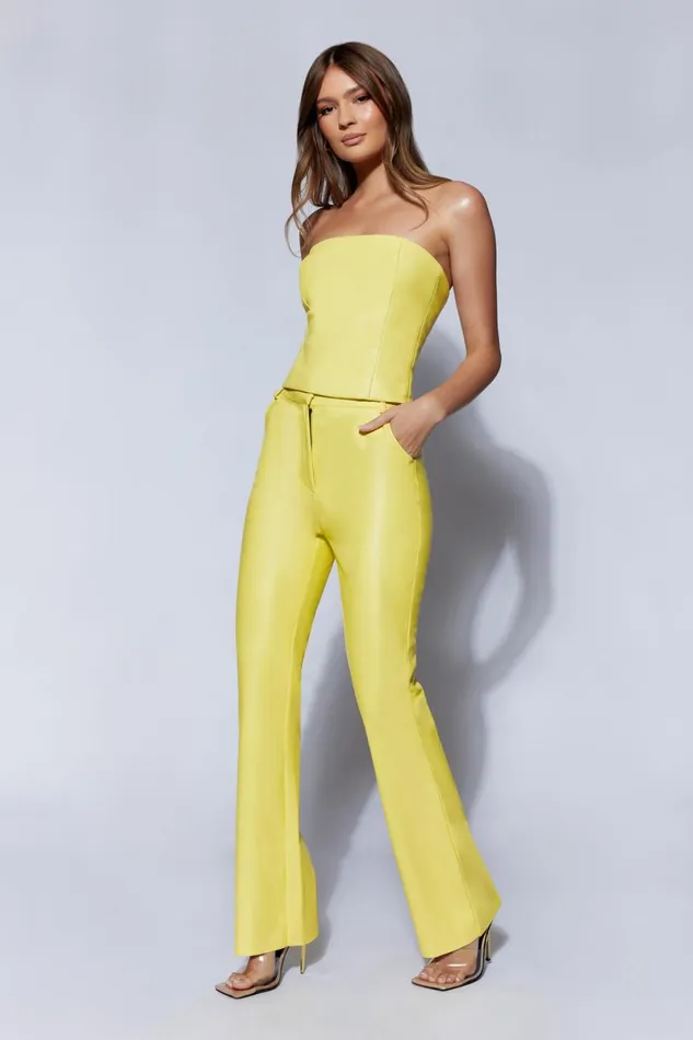 Meshki Pants Tyra Straight Leg Faux Leather Pants 8211 Lemon Lemon 8211 Women Meshki Pants Tyra Straight Leg Faux Leather Pants 8211 Lemon Lemon 8211 Women