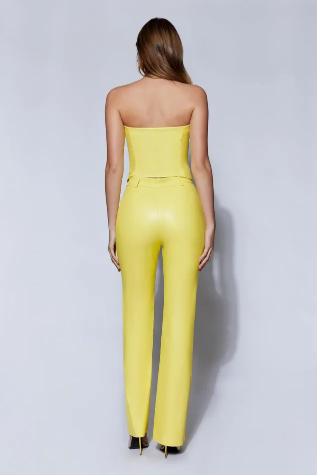Meshki Pants Tyra Straight Leg Faux Leather Pants 8211 Lemon Lemon 8211 Women Meshki Pants Tyra Straight Leg Faux Leather Pants 8211 Lemon Lemon 8211 Women