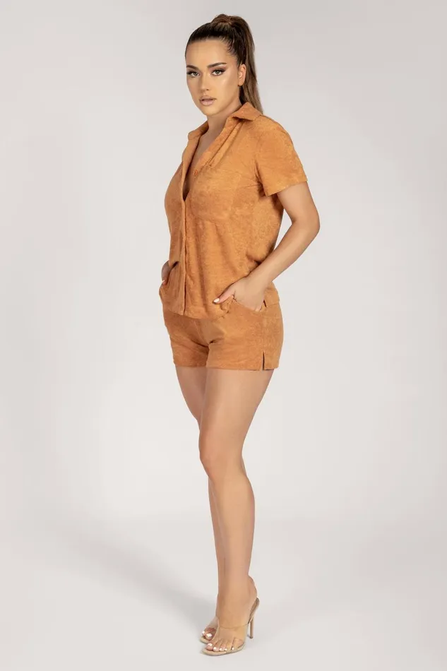 Meshki Short Sleeve Tops Marina Terry Towelling Long Shirt 8211 Biscuit Biscuit 8211 Women Meshki Short Sleeve Tops Marina Terry Towelling Long Shirt 8211 Biscuit Biscuit 8211 Women