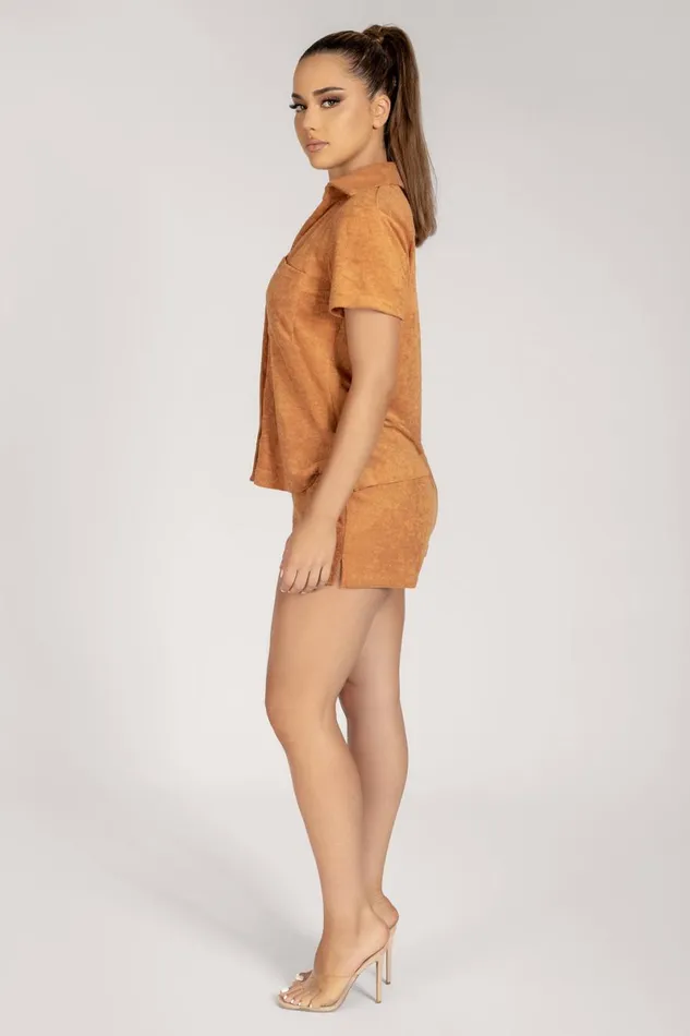 Meshki Short Sleeve Tops Marina Terry Towelling Long Shirt 8211 Biscuit Biscuit 8211 Women Meshki Short Sleeve Tops Marina Terry Towelling Long Shirt 8211 Biscuit Biscuit 8211 Women