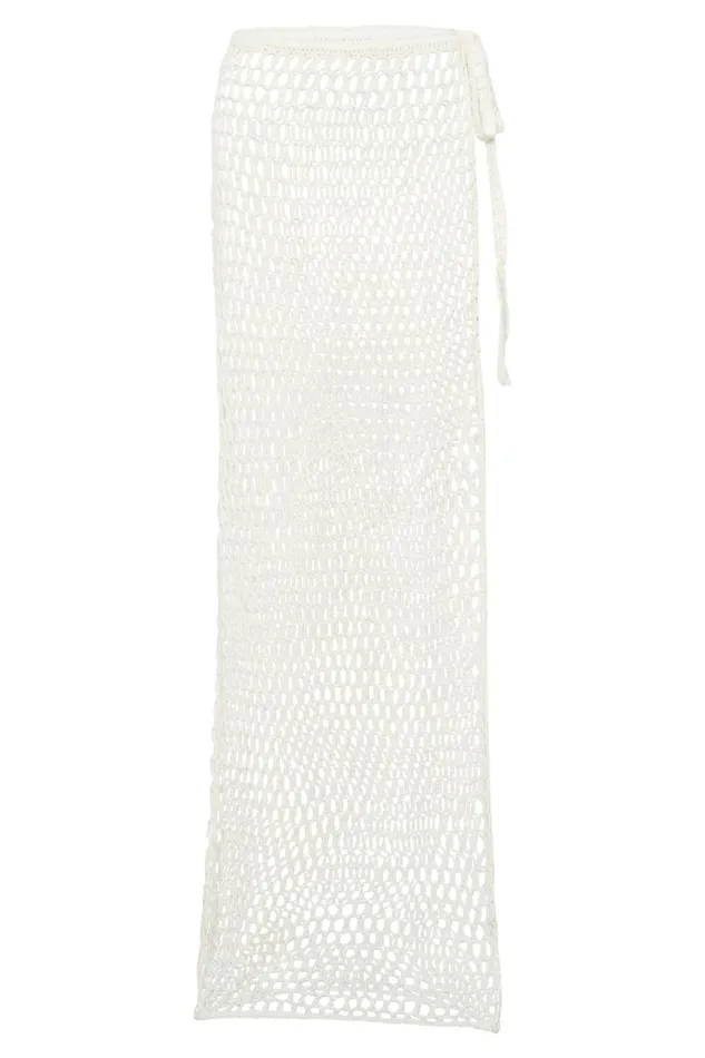 Meshki Skirts Hallie Tie Up Crochet Maxi Skirt 8211 White White 8211 Women