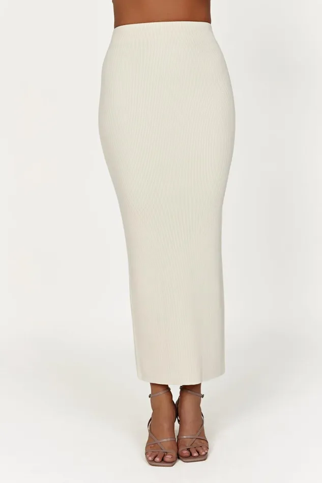 Meshki Skirts Kaesha Split Maxi Knitted Skirt 8211 Bone Bone 8211 Women