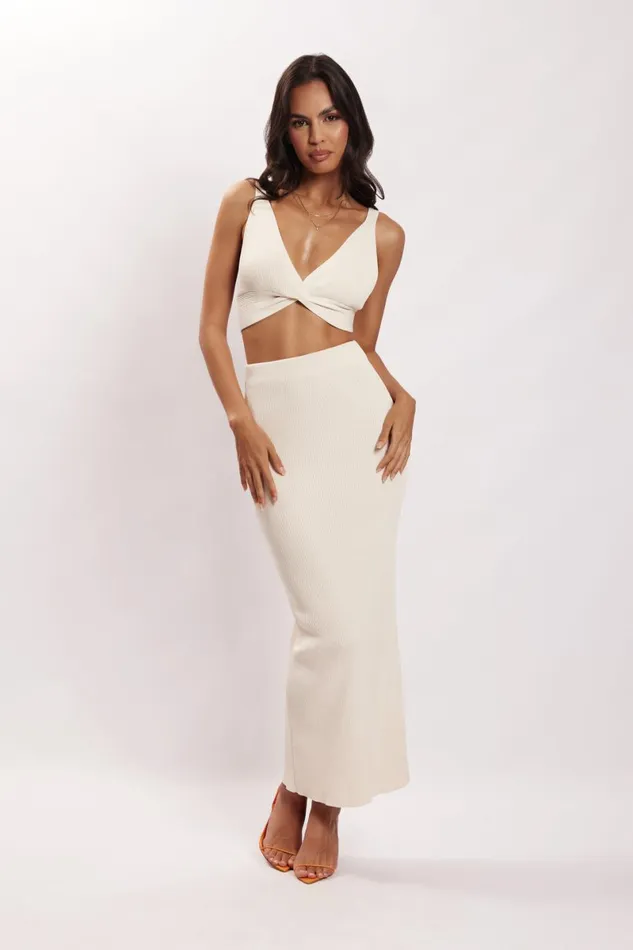 Meshki Skirts Kaesha Split Maxi Knitted Skirt 8211 Bone Bone 8211 Women