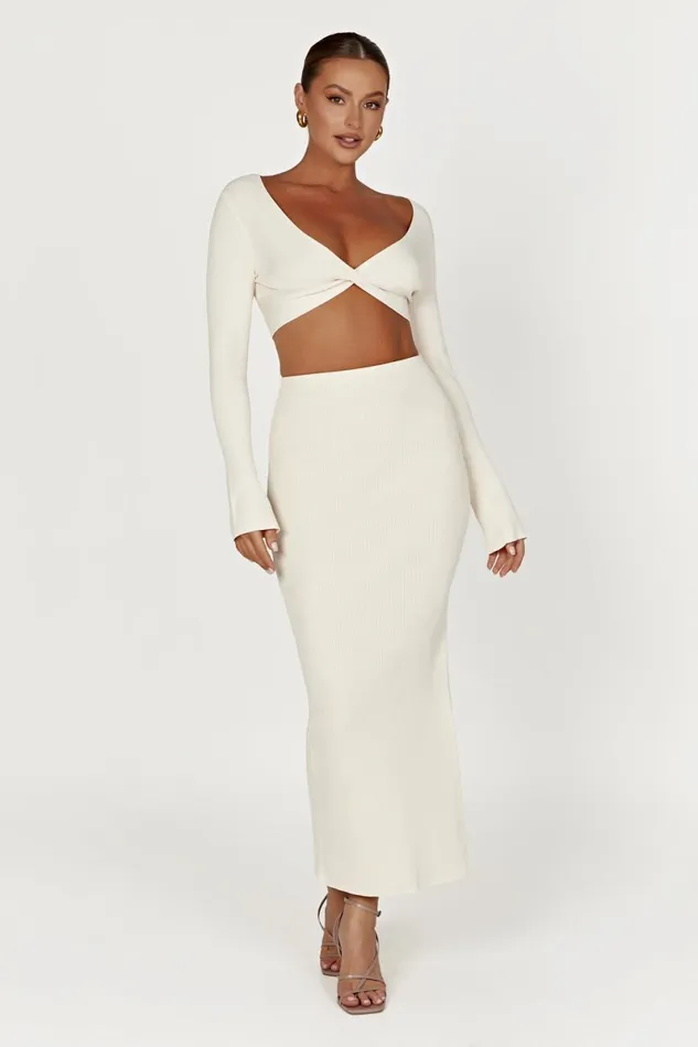Meshki Skirts Kaesha Split Maxi Knitted Skirt 8211 Bone Bone 8211 Women