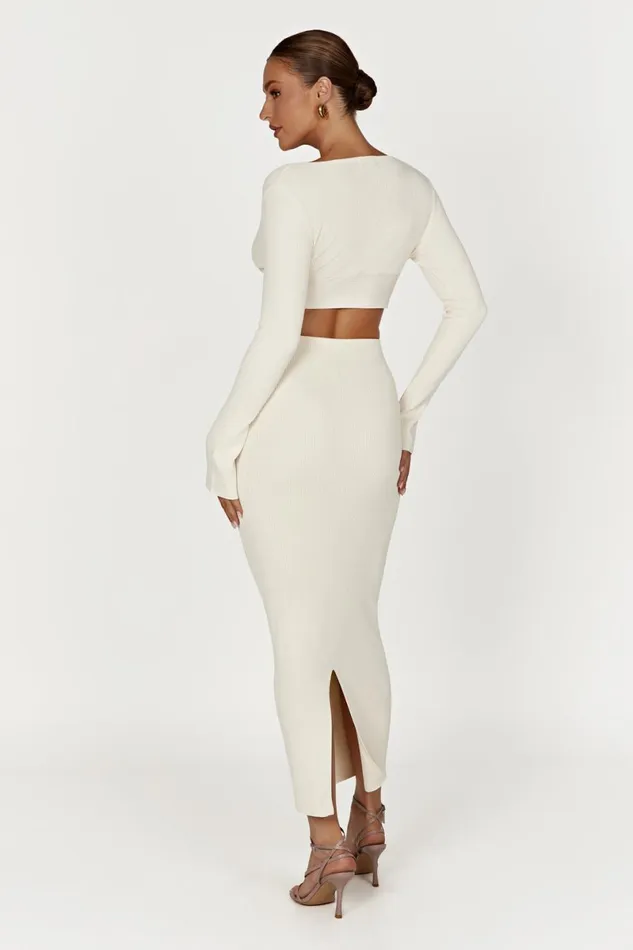 Meshki Skirts Kaesha Split Maxi Knitted Skirt 8211 Bone Bone 8211 Women