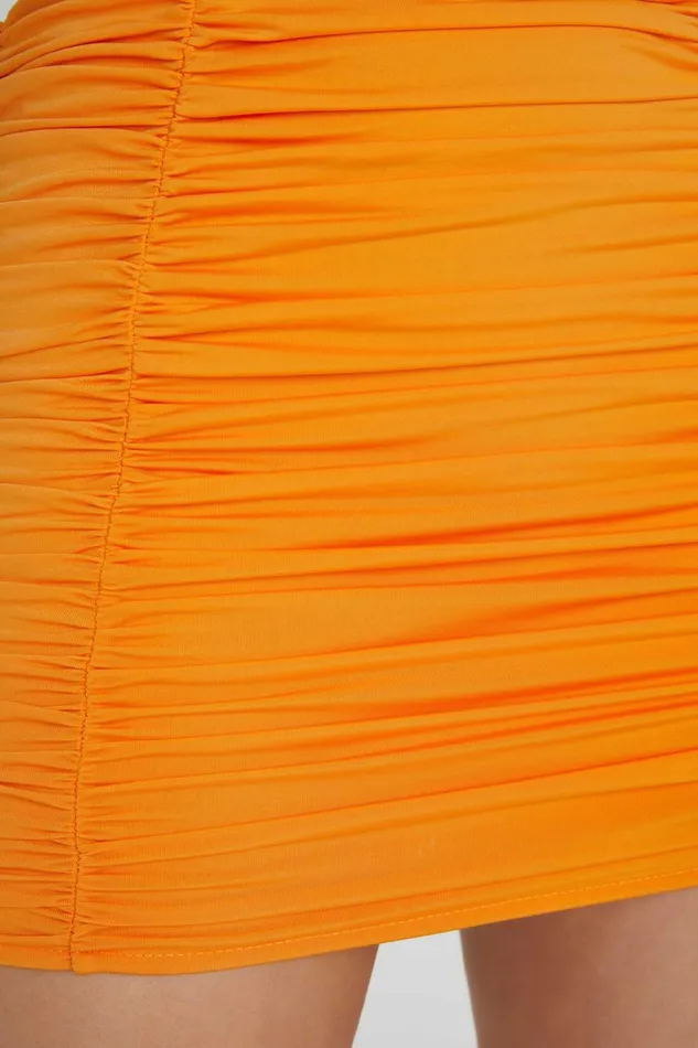 Meshki Skirts Lillian Jersey Gathered Mini Skirt 8211 Orange Orange 8211 Women