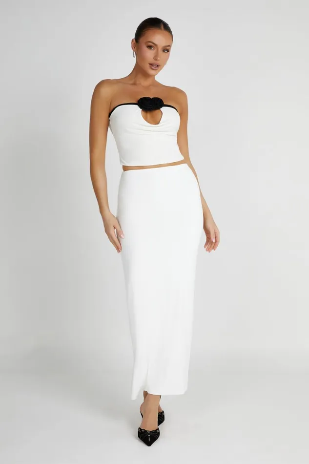Meshki Skirts Olympia Recycled Nylon Fishtail Maxi Skirt 8211 White White 8211 Women