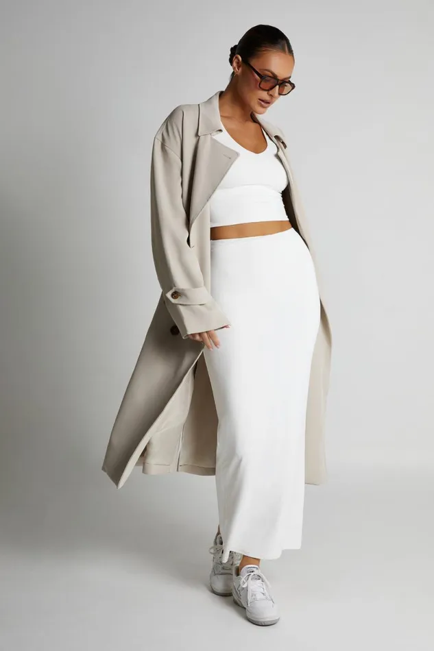 Meshki Skirts Olympia Recycled Nylon Fishtail Maxi Skirt 8211 White White 8211 Women