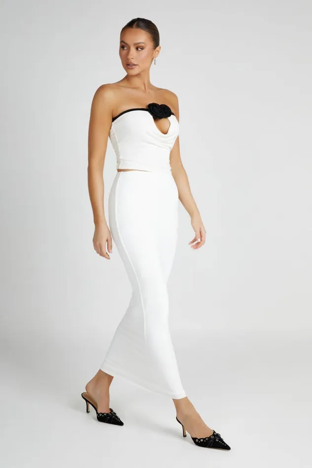 Meshki Skirts Olympia Recycled Nylon Fishtail Maxi Skirt 8211 White White 8211 Women