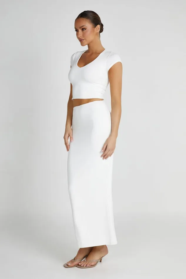 Meshki Skirts Olympia Recycled Nylon Fishtail Maxi Skirt 8211 White White 8211 Women