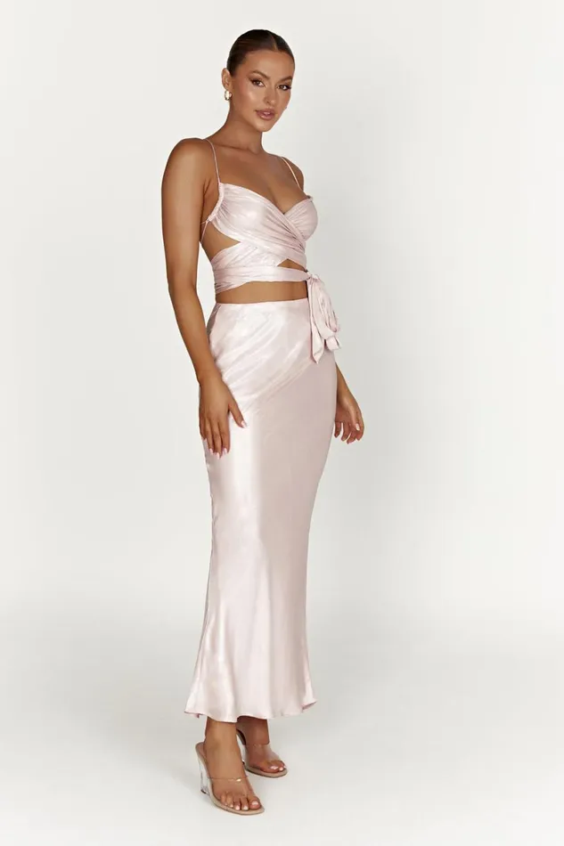 Meshki Skirts Raine Satin Maxi Skirt 8211 Blush Pink Blushpink 8211 Women