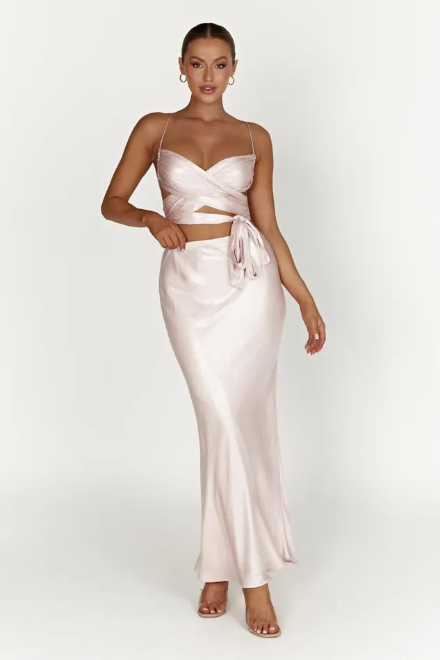 Meshki Skirts Raine Satin Maxi Skirt 8211 Blush Pink Blushpink 8211 Women